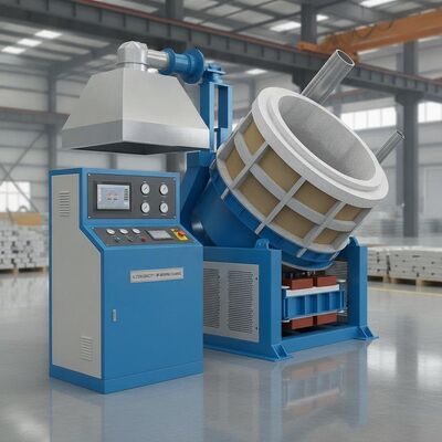 comprar Forno de Indução de Frequência Média com Capacidade de 0,5 Tonelada para Fusão Rápida de Liga de Alumínio com Sistema de Inclinação Hidráulica Fabricação em linha